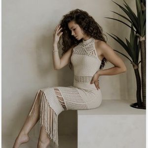 Zara fringe crochet midi dress